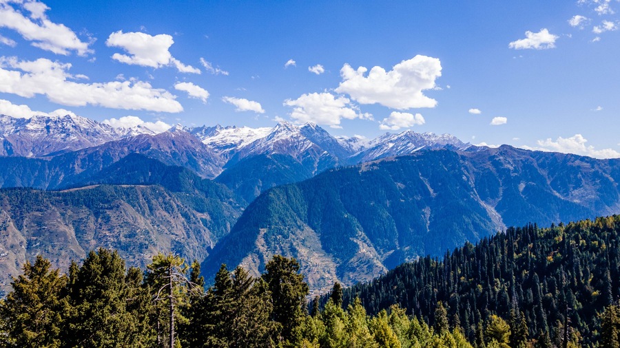 Mountain top covered with the white snow in north Pakistan Shogran valley.