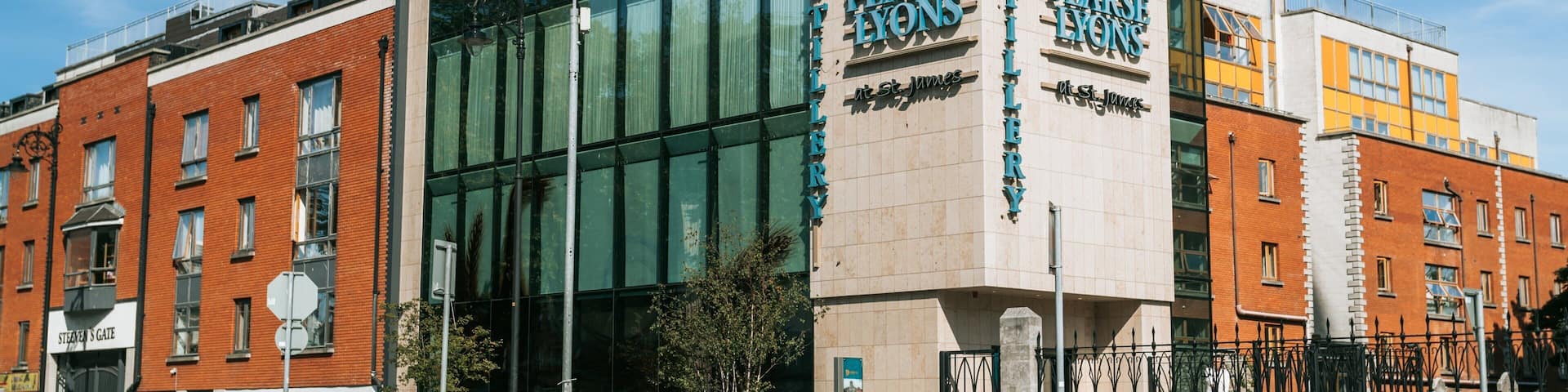 Pearse Lyons Whiskey Distillery which includes signage