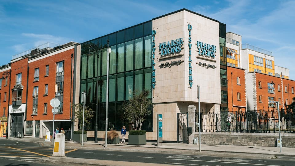 Pearse Lyons Whiskey Distillery which includes signage