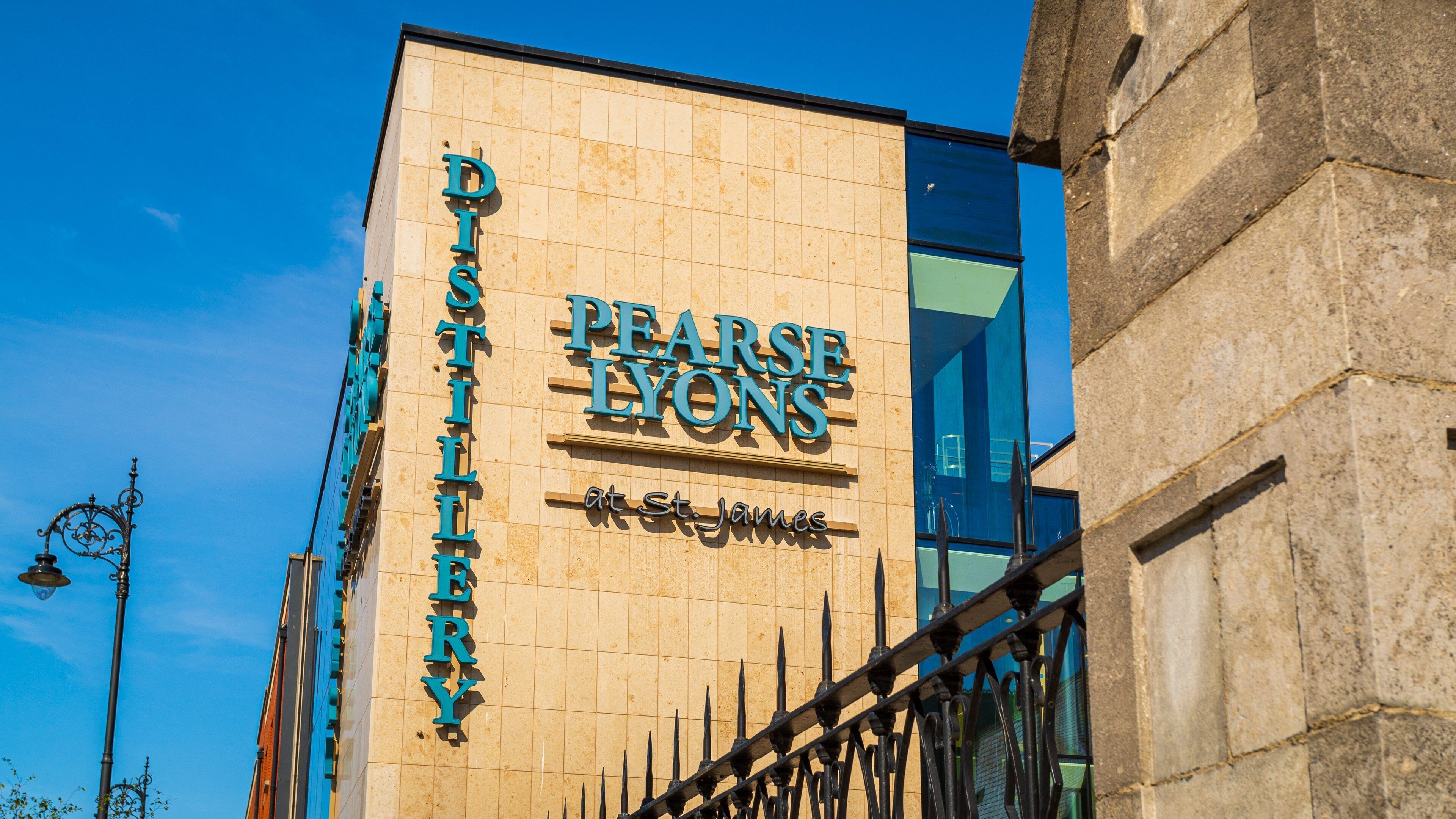 Pearse Lyons Whiskey Distillery featuring signage