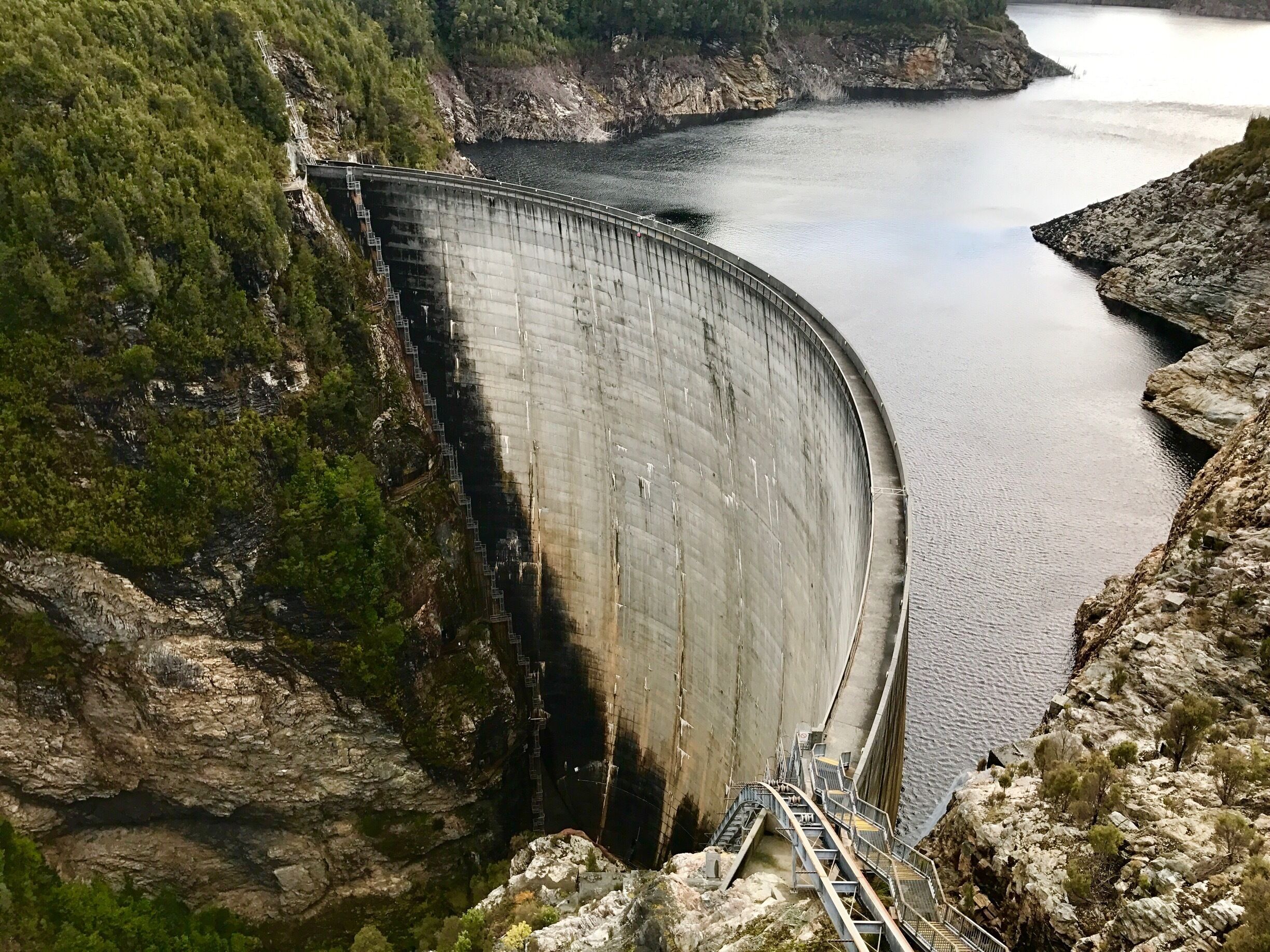 The Gordon Dam in Tasmania's southwest World Heritage wilderness. A chance to complete the highest commercial abseil in the world (with Aardvark Adventures), or explore the area's walking trails. 