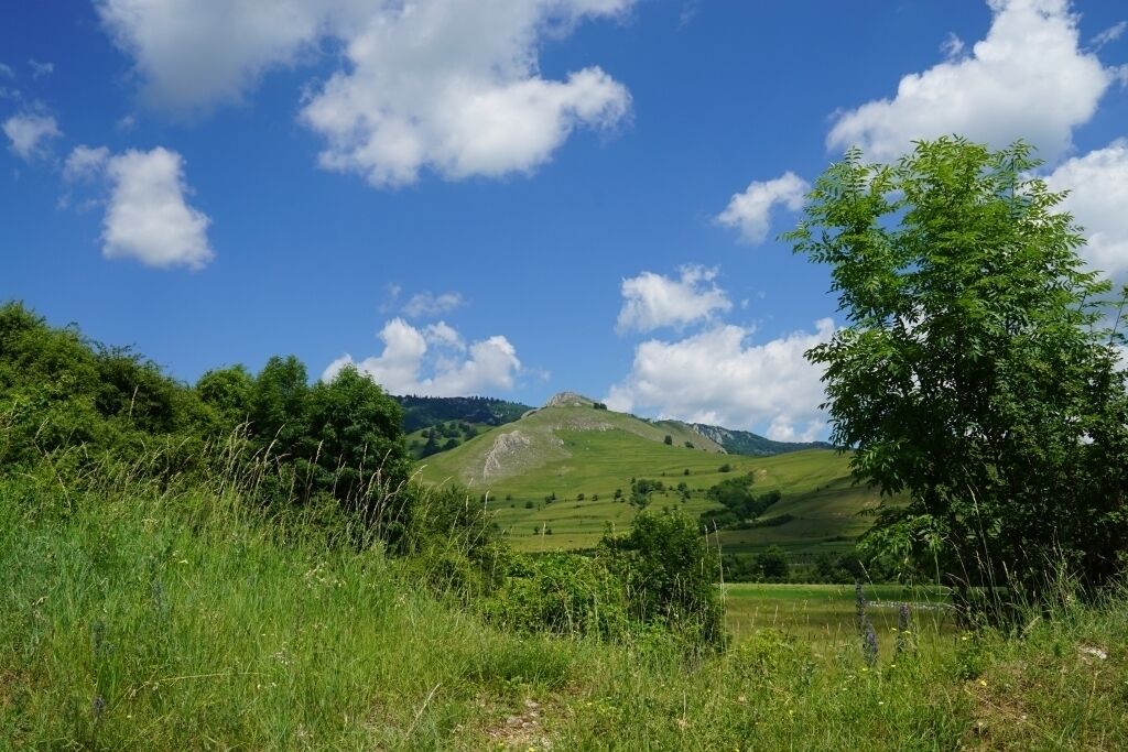 Sub-Carpathian mountains view in Romania