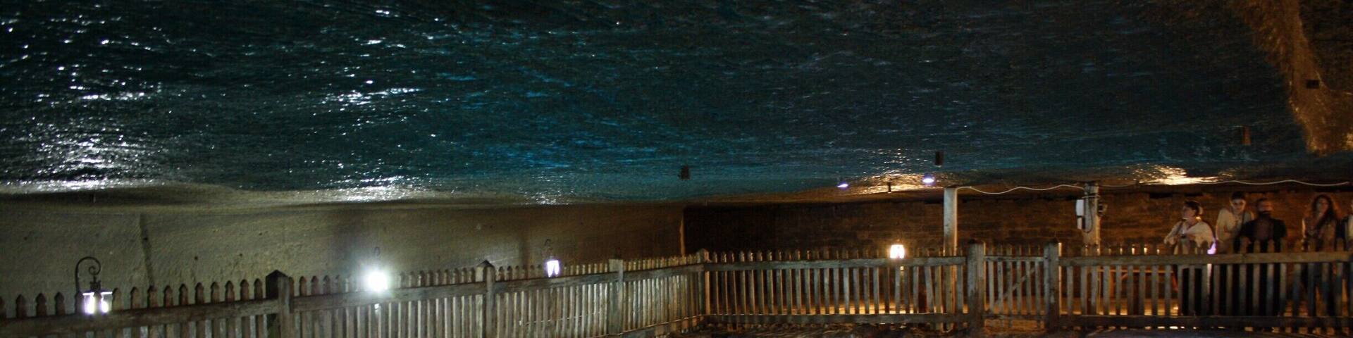 Salina Praid Salt Mine in Romania. After walking for ages down a multitude of steps into the centre of the earth (!!), we finally came to see this stunning blue beauty. The smell was pretty strong...like petrol, which I was told was how they used to extract the salt from the mines. #NationalPark