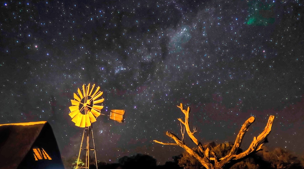 An iconic South African wind-pump with a clear starry sky background made for a good scene during our family #WeekendGetaway