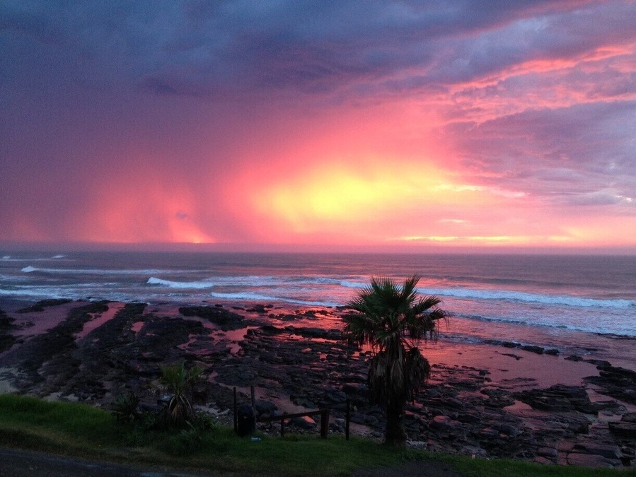 Sunrise in the rain 5 am in Morgan bay - early bird catches the worm