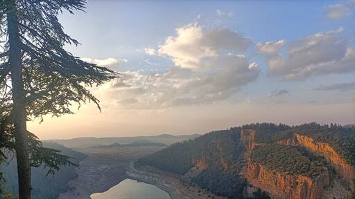 Sunset Over Moroccan Mountains and Blue Brigade Lakes at Aguelmam Azegza
