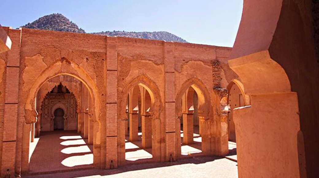 Along the road, about 100 km south of Marrakech is Tin Mal the forgotten Mosque. The Mosque is the oldest in Morocco and is on of two open to non-Muslims. The other one is the big Mosque in Casablanca. Tin Mal Mosque was built in 1156 in memory of the founder of the Almohad Dynasty, Mohamed Ibn Tumart. The Mosque was put on UNESCOS world Heritage list in 1995.