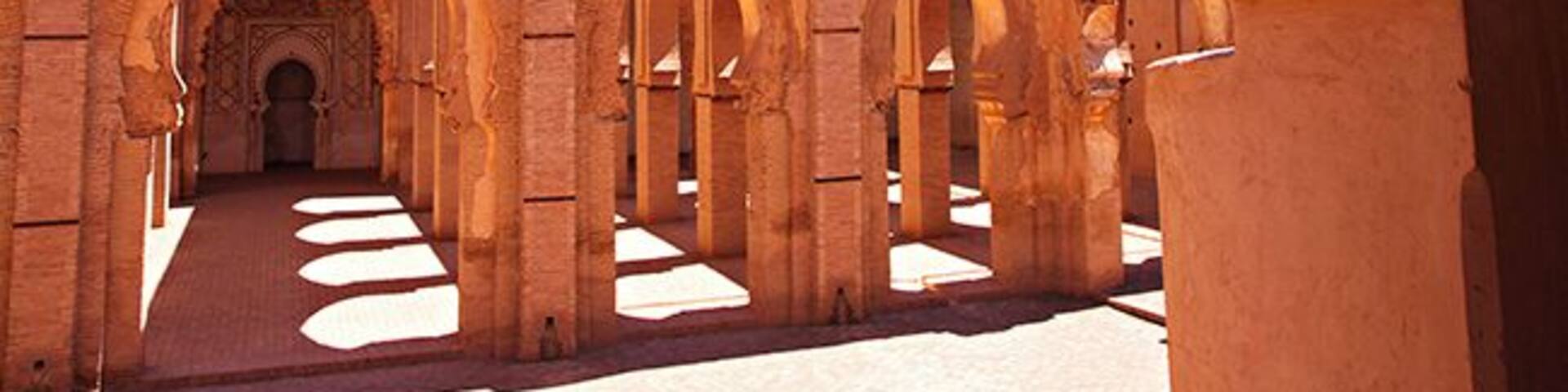 Along the road, about 100 km south of Marrakech is Tin Mal the forgotten Mosque. The Mosque is the oldest in Morocco and is on of two open to non-Muslims. The other one is the big Mosque in Casablanca. Tin Mal Mosque was built in 1156 in memory of the founder of the Almohad Dynasty, Mohamed Ibn Tumart. The Mosque was put on UNESCOS world Heritage list in 1995.