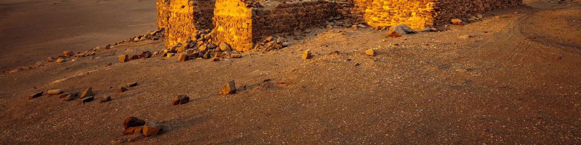 Ruins of a small abadoned village in the Camina valley (quebrada de Camiña) in the vicinity of Pisagua in the north of Chile