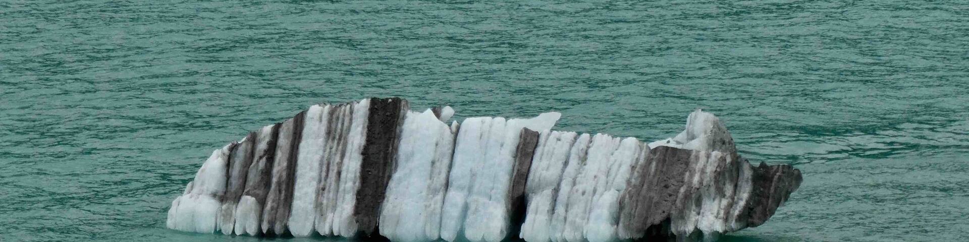 A beautiful zebra striped ice berg from the Amalia Glacier in Chile. It’s just so pretty.