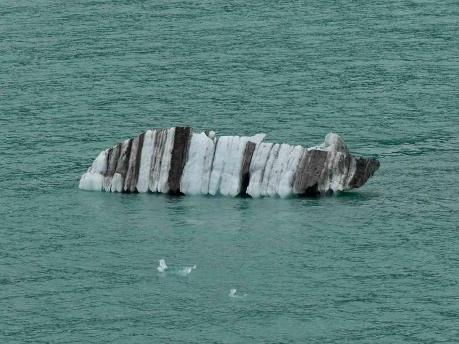 A beautiful zebra striped ice berg from the Amalia Glacier in Chile. It’s just so pretty.