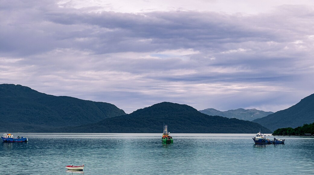 Fishing boats in Puerto Cisnes. Patagonia Chile
