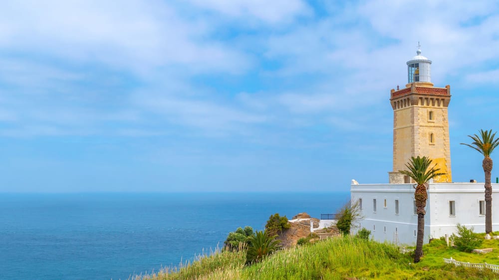 Panorama of Cape Spartel lighthouse at the entrance of the strait of Gibraltar near Tangier in Morocco