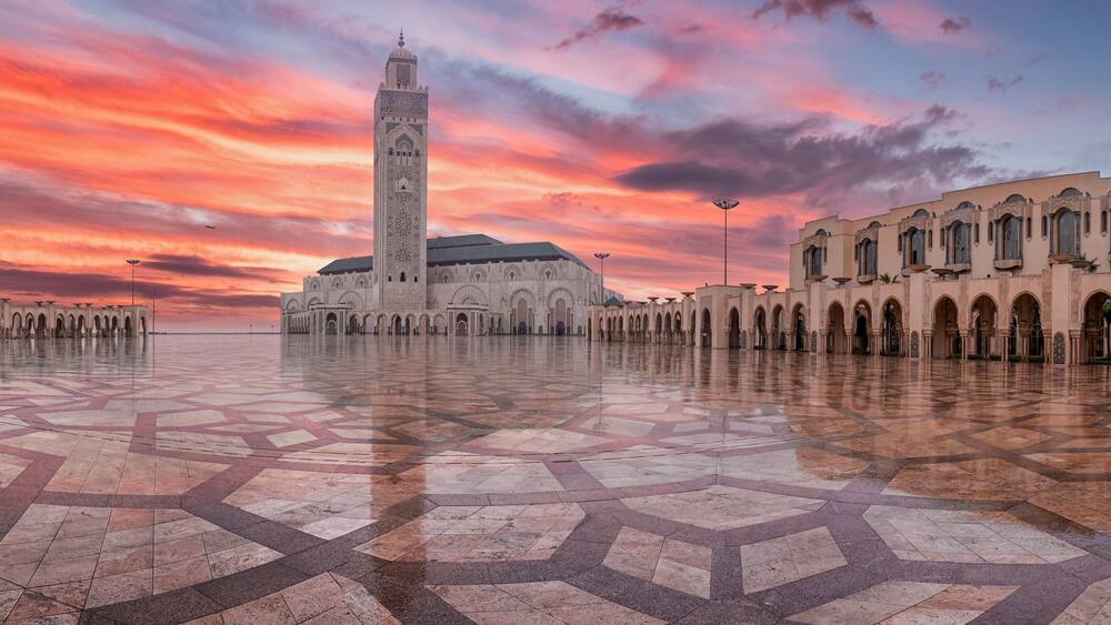Mosque Hasan II one of the biggest mosques in the world with the highest minaret