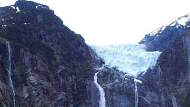The hanging glacier in Chile's Quelat National Park appears makes for a great view and you can camp in the park as well