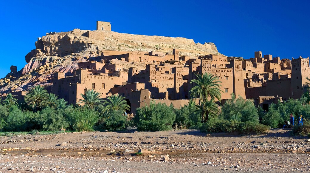 Ait Benhaddou kasbah, along the former caravan route between Sahara and Marrakesh, Morocco, situated in Souss Massa Draa on a hill along the Ounila River