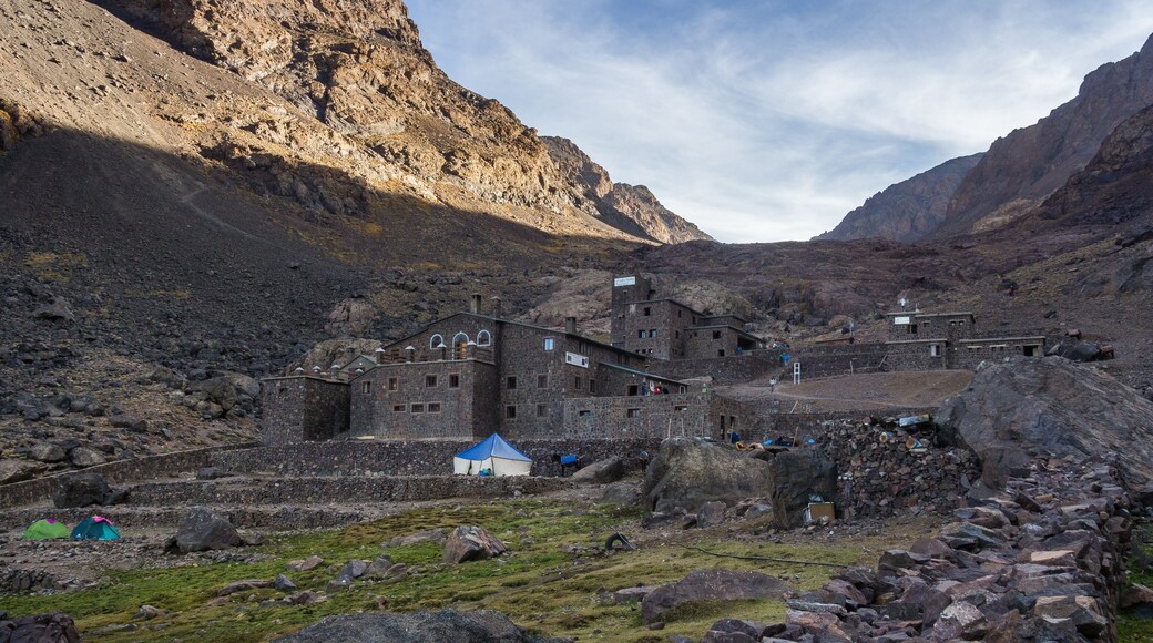 Les Mouflons de Toubkal mountain refuge in high atlas. Situated at an altitude of 3207m. Best place to sleep on Toubkal hike.