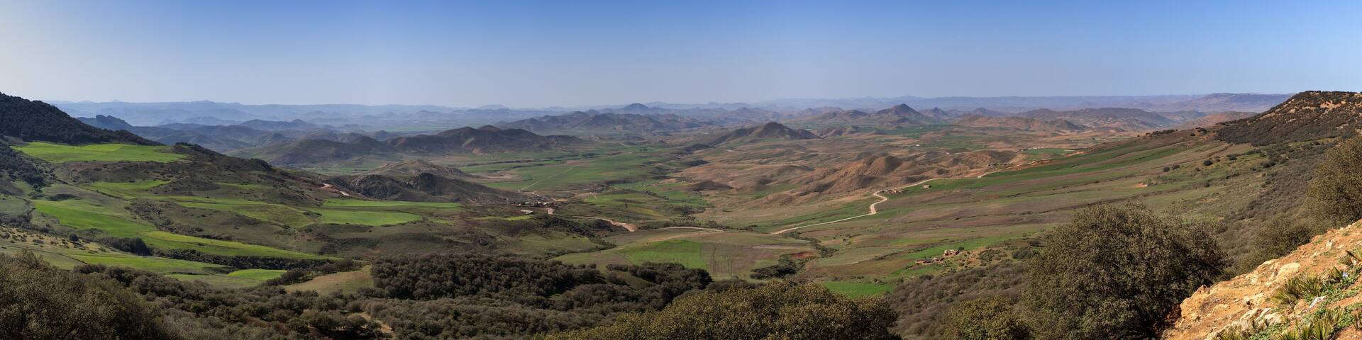 panorama landscape view of the Tigrigra Plain and Ito Scenic Viewpoint in northern Morocco