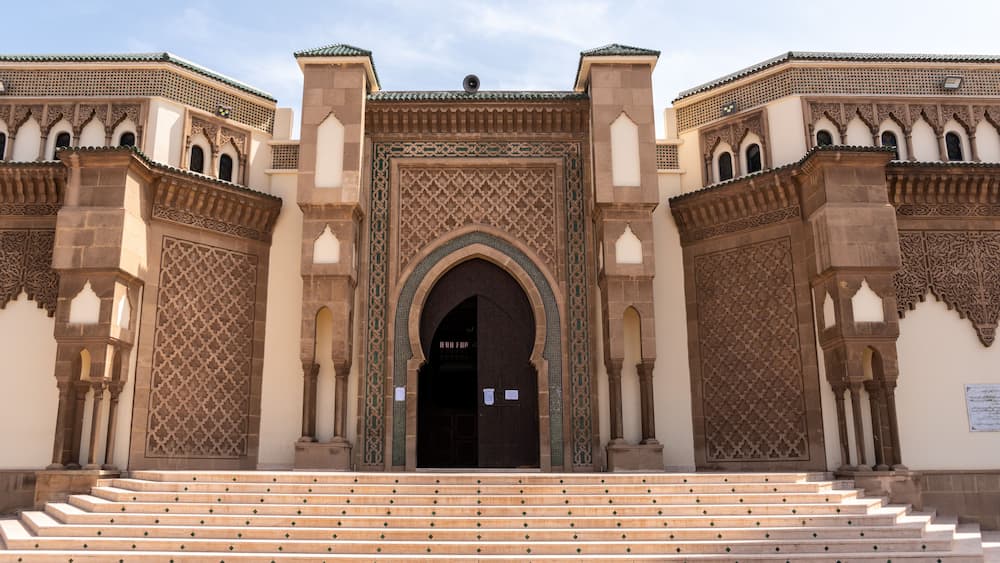 Richly ornated Mohammed V mosque in downtown Agadir