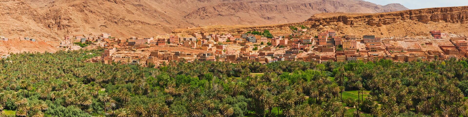 Typical remote Moroccan desert town on the road to Todra Gorge, Morocco, North Africa, Africa