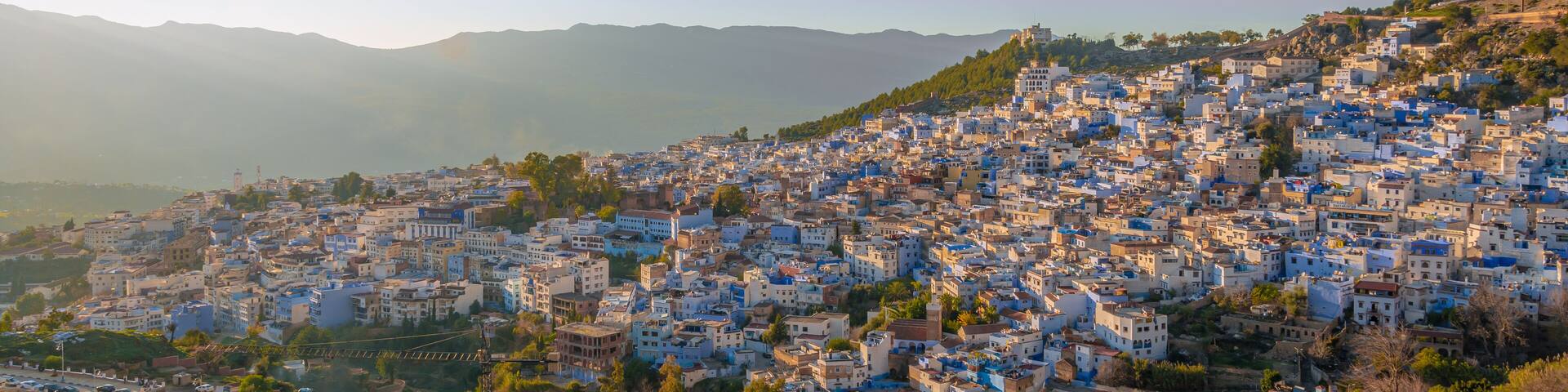 panorama of the town of chefchaouen morocco