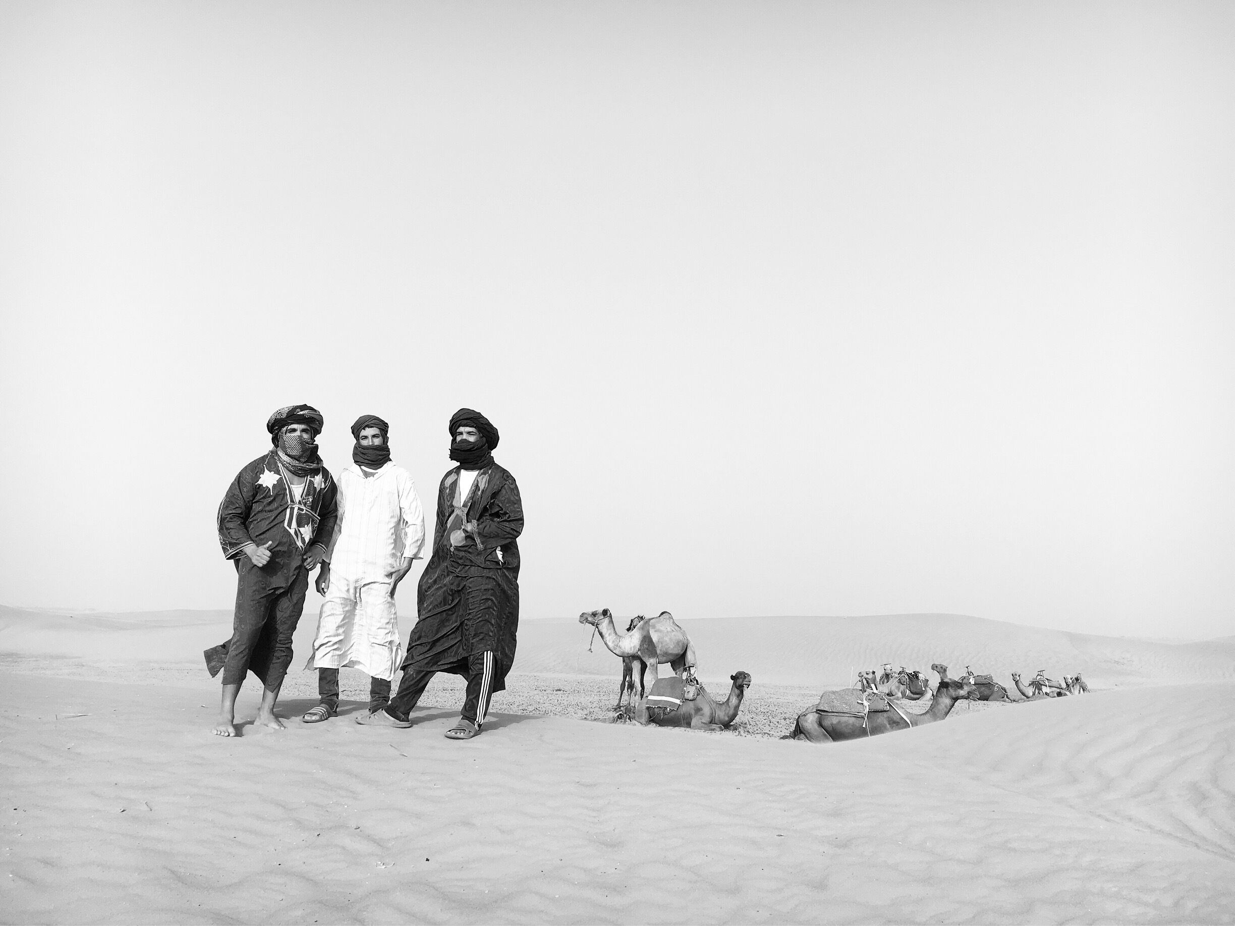 Beautiful Sahara Desert. Our guides that lead us to our camp in the desert. We had a traditional Moroccan dinner, listened to music, slept under the stars, and got caught in a sand storm! One of the best experiences I've ever had! 