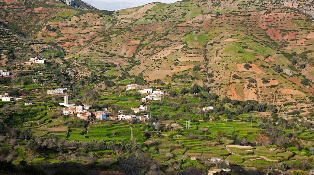 Landscape of the Moroccan rif mountains between the villages of Akchour and Talembote, famous for its cannabis production, Morocco