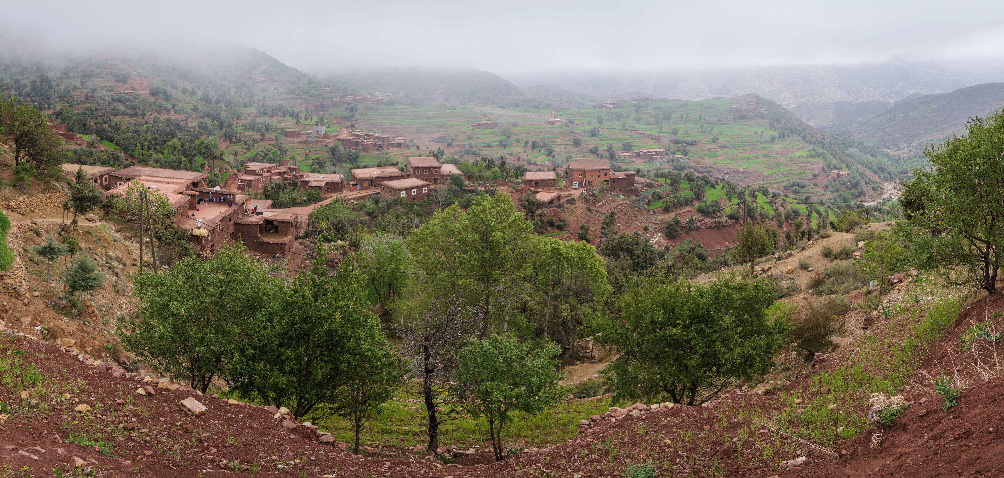 typical agricultural mountain landscape, Ait Blal, azilal province, Atlas mountain range, morocco, africa