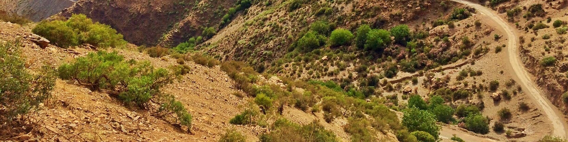 Road #206 through Atlas Mountains. Takes twice as long to get from Agadir to Marrakesh, but totally worth it.
