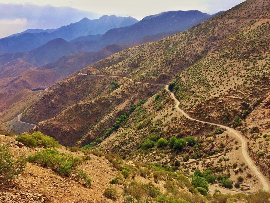 Road #206 through Atlas Mountains. Takes twice as long to get from Agadir to Marrakesh, but totally worth it.