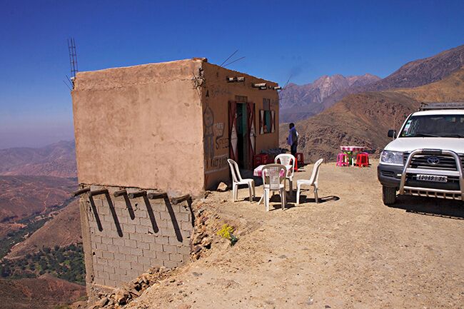 This road through the heart of High Atlas was made by the French already in the period of 1926 to 1932. This journey through the mountains was earlier considered dangerous and unpractical. To day the road is under repair and we had to stop for excavators many times and wait for them to make space for us to pass. But much of the work is still made the traditional way, by handcraft. Laboriously stone by stone is built to form beautiful walls to support the road on the mountainside. It may look like an infinite project, but in a few years the road will probably be much better and less exciting. Read more at: http://www.travelwithallsenses.com/tizi-n-test-pass-high-atlas/