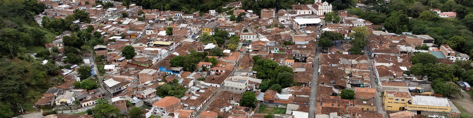 Liborina, Antioquia - Colombia. November 15, 2023. Aerial view with drone of the municipality located in the western region of the department