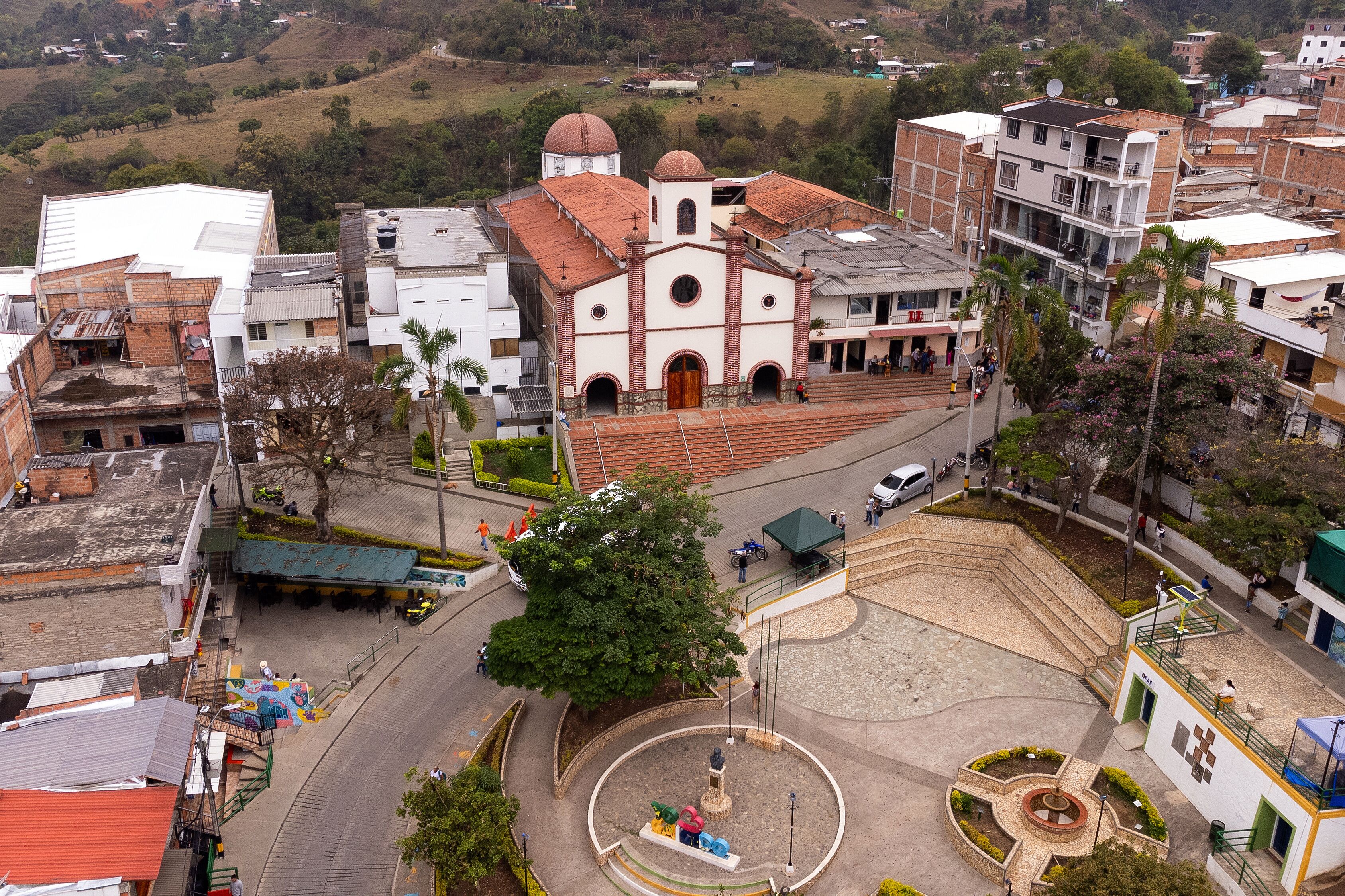 Caicedo, Antioquia - Colombia. March 17, 2024. Aerial view with drone, it is one of the 125 municipalities of the department.