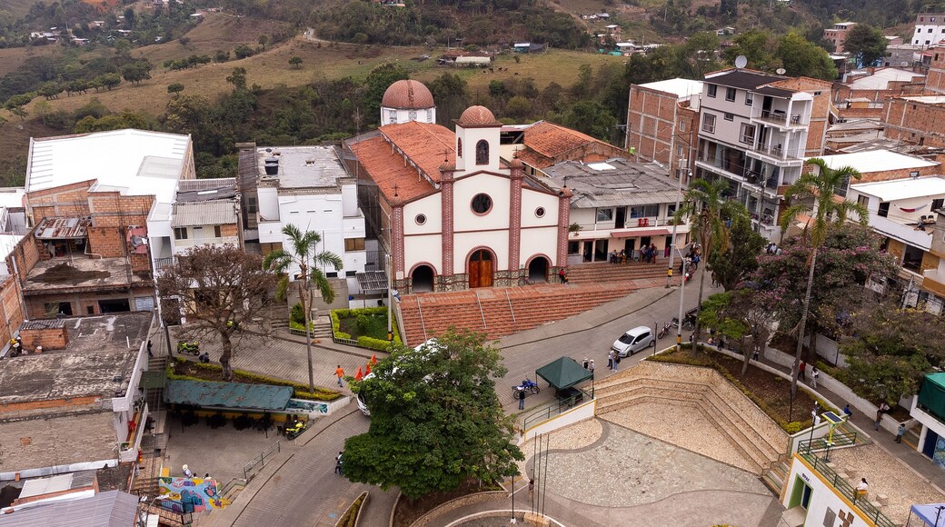 Caicedo, Antioquia - Colombia. March 17, 2024. Aerial view with drone, it is one of the 125 municipalities of the department.