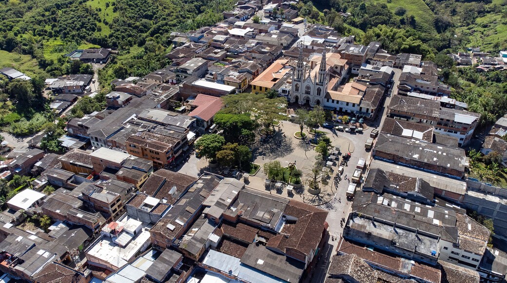 Frontino, Antioquia - Colombia. January 19, 2025. Aerial view with drone, Municipality with 21,905 inhabitants.