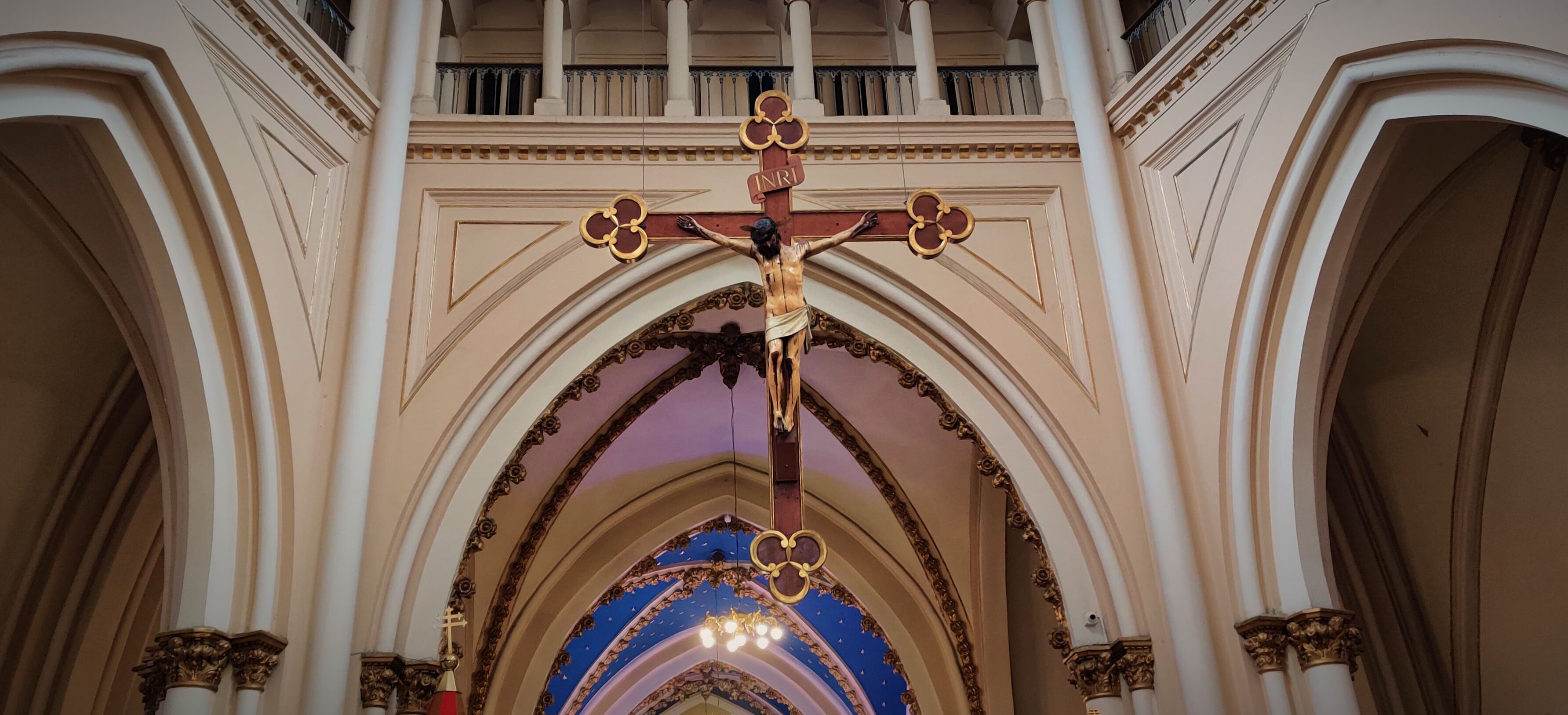 Image of Christ crucified hanging in a Catholic church in Colombia