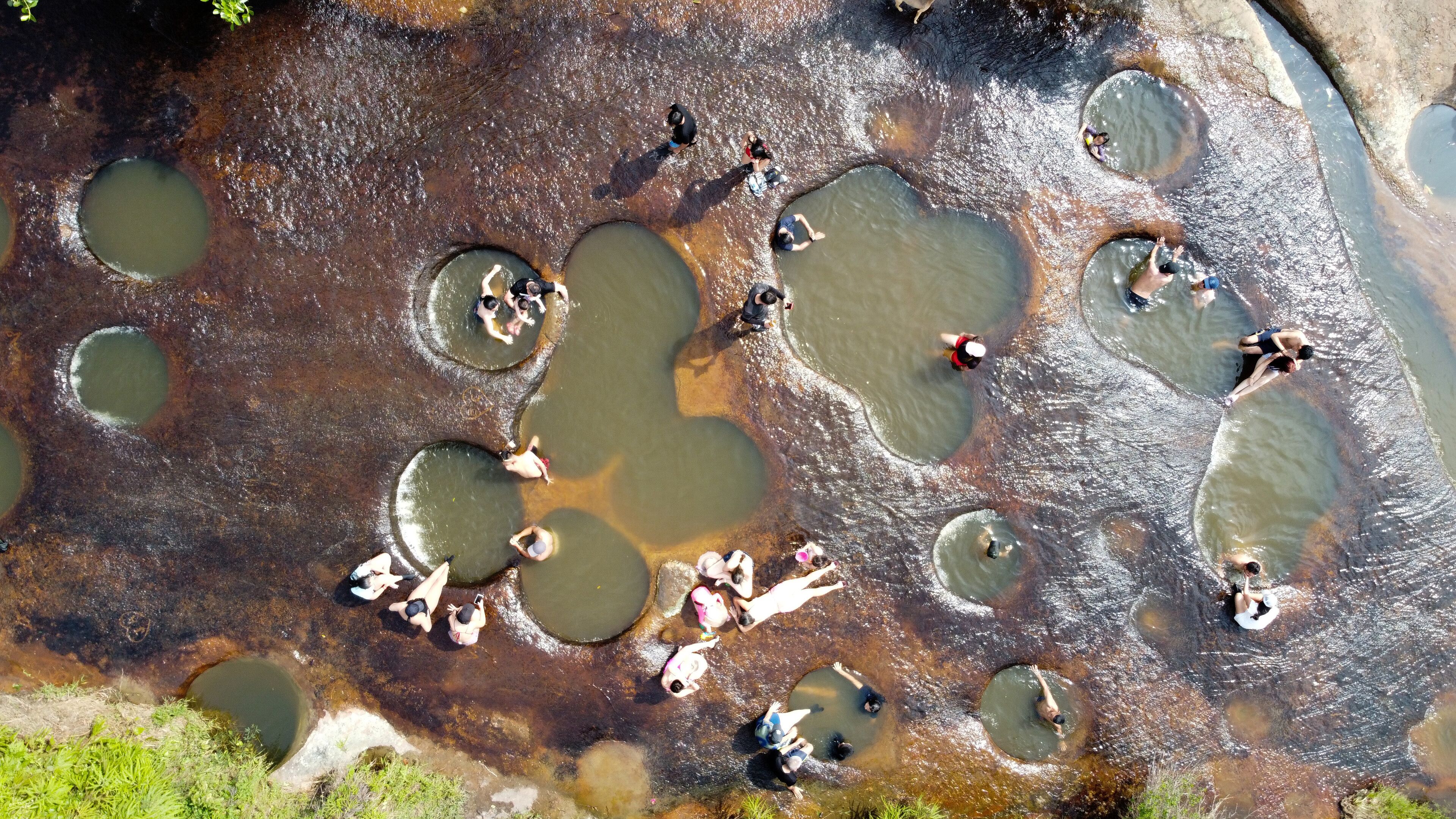 beautiful holes in the rock of the gachas creek in santander, Colombia