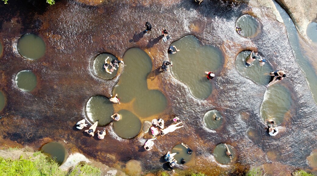 beautiful holes in the rock of the gachas creek in santander, Colombia