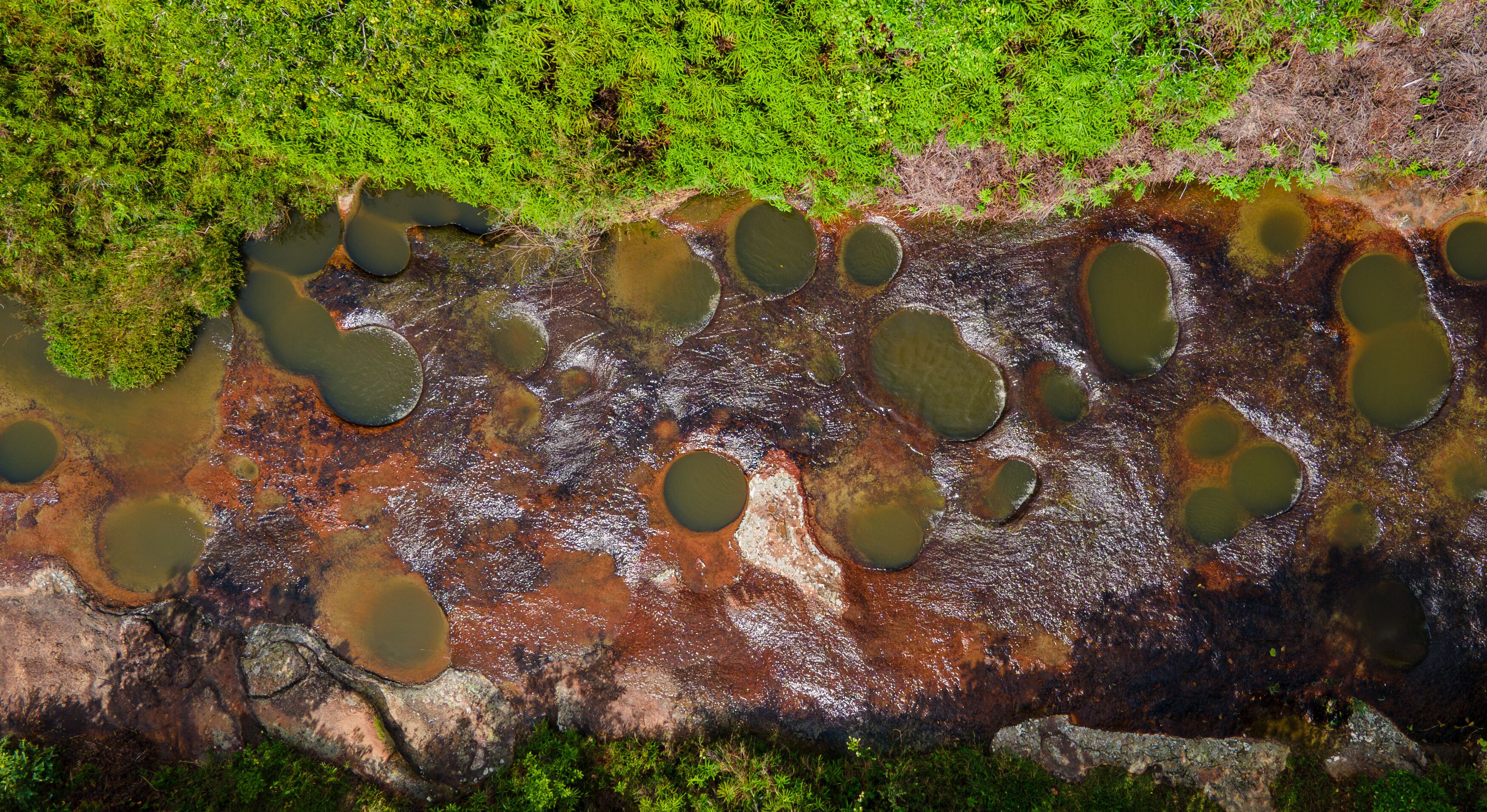 Aerial View of Las Gachas River’s Natural Pools in Santander, Colombia