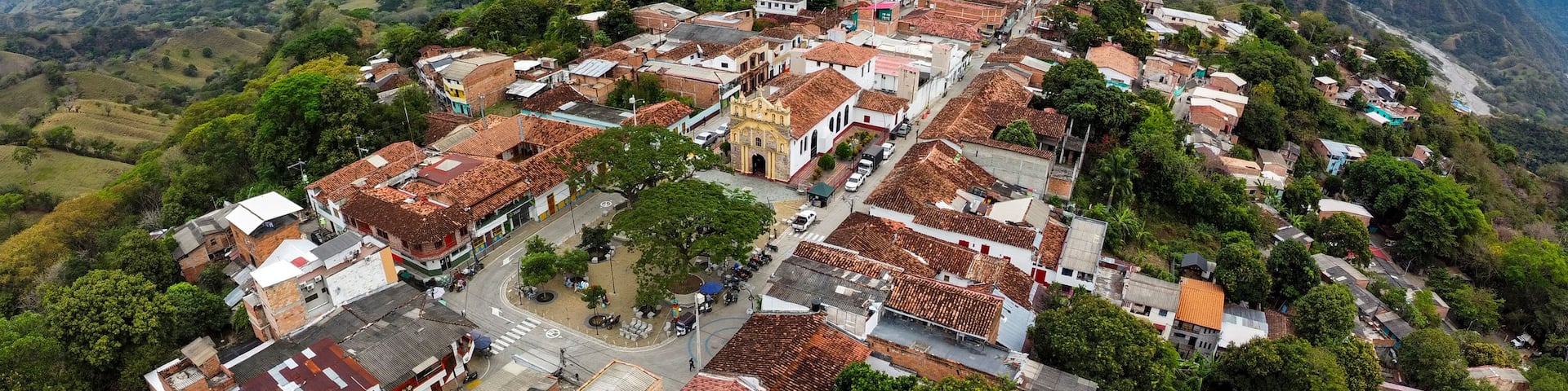 Anza, Antioquia - Colombia. January 25, 2026. Aerial drone shot. In 1813, the municipality was established.