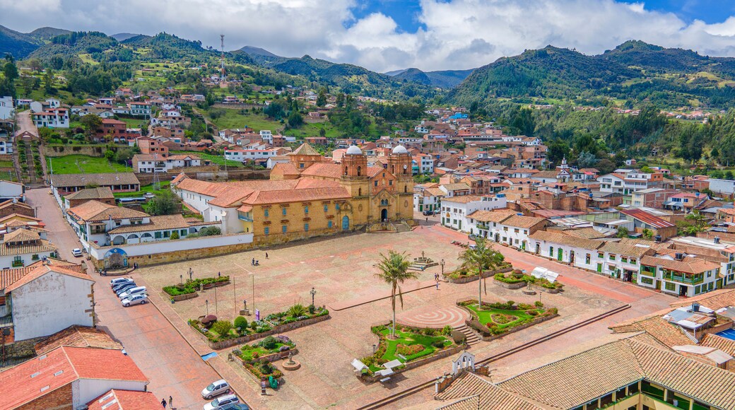 Scenic View of Mongui Town Square in Boyaca, Colombia