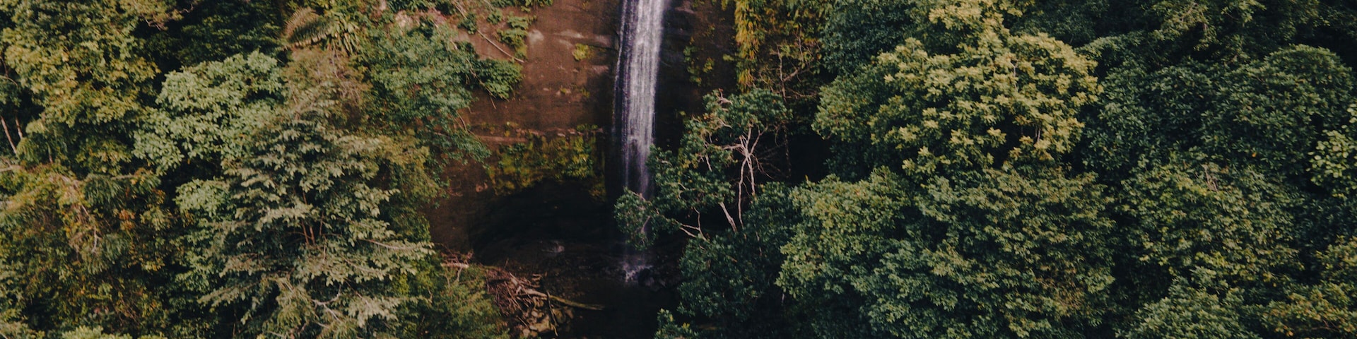 aerial view of Colombian Pacific waterfall