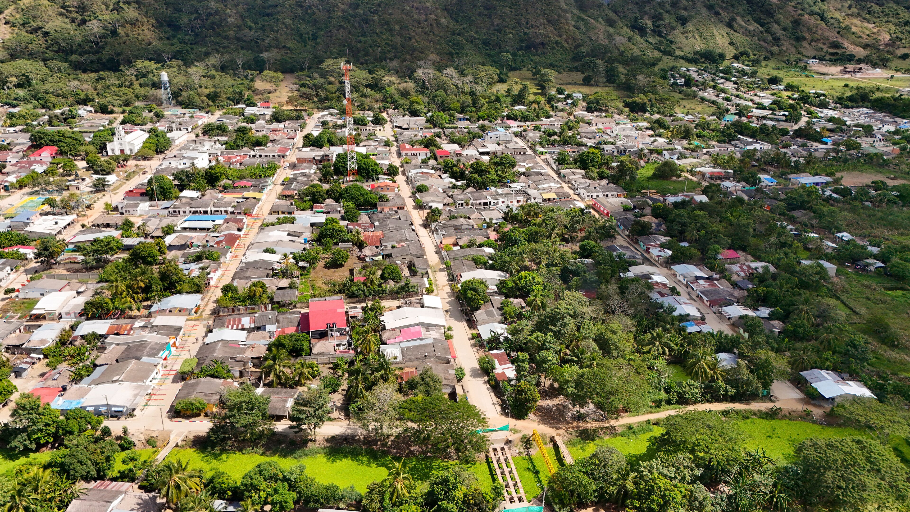 Foto aérea que muestra el Municipio de San Carlos, en  el departamento de Córdoba en Colombia.