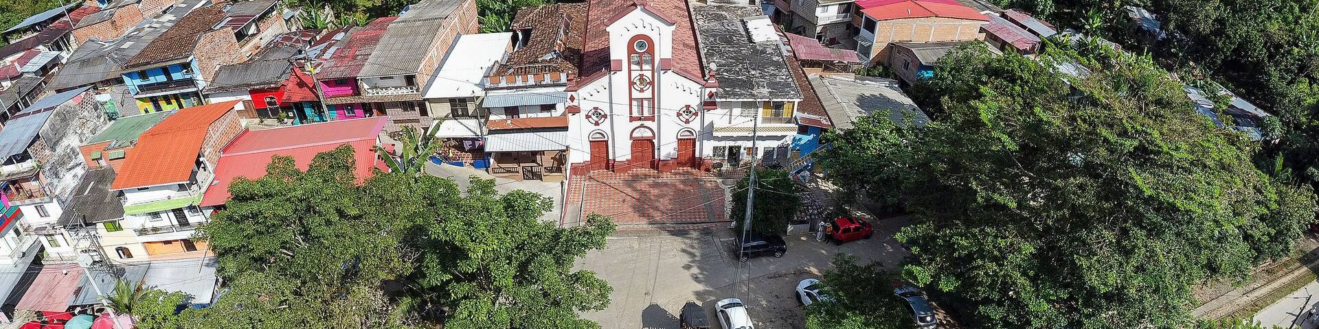 Caracolí, Antioquia - Colombia. December 28, 2025. Aerial drone view of Caracolí, one of the 125 municipalities in the department.