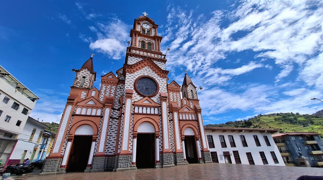Granada, Antioquia, Colombia. June 28, 2025. Catholic parish located in the town's main park.
