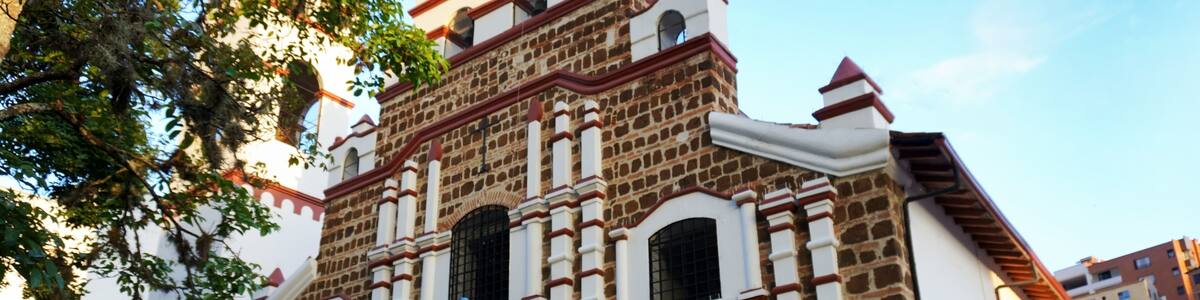 Copacabana, Antioquia, Colombia; October 22, 2024: One side shot of Our Lady of assumption (Nuestra Señora de la Asunción) church.