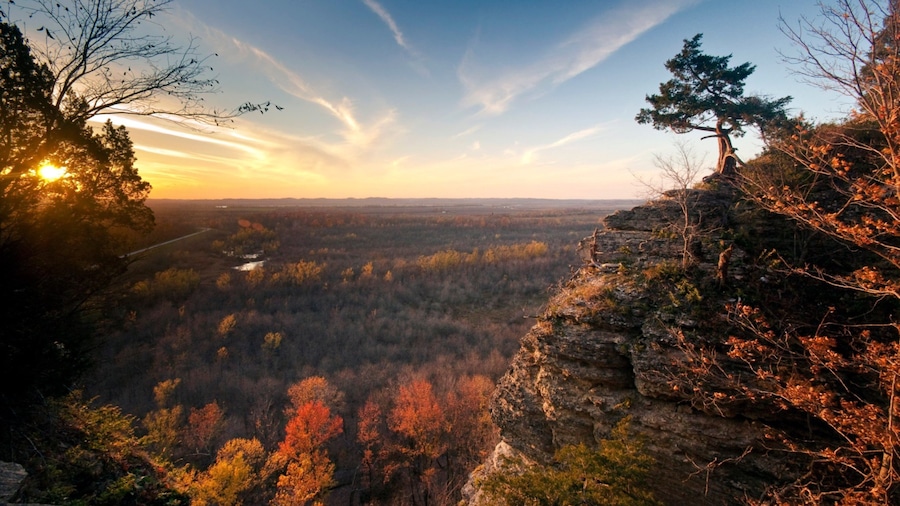 Southern Illinois showing forest scenes, a sunset and landscape views
