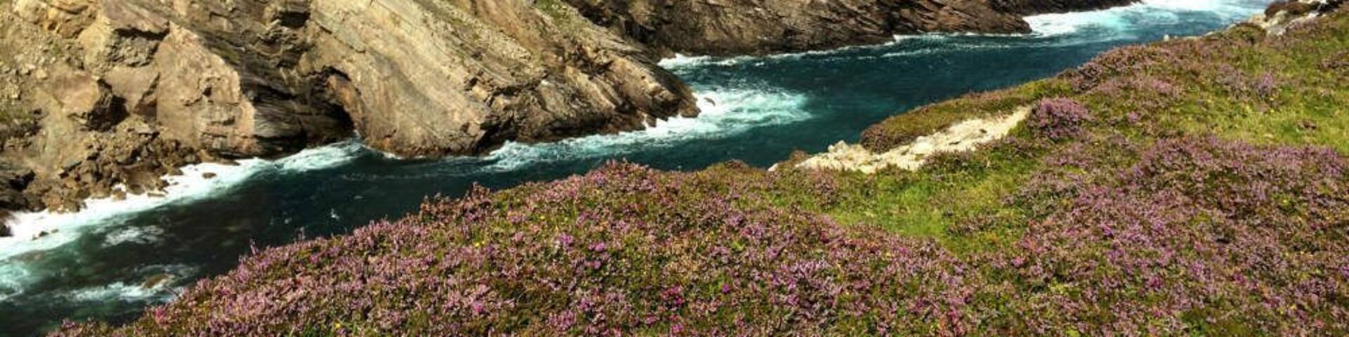 Portacloy in north-west Mayo is off the beaten track, even by Irish standards. Wild, rugged cliffs blanketed in purple heather and beautifully rich grasslands. This area takes effort to get to, and there is no infrastructure for tourists other than being at one with nature. Belmullet, the nearest village about 20km away is where you should base yourself, and sample the unique Irish night life.