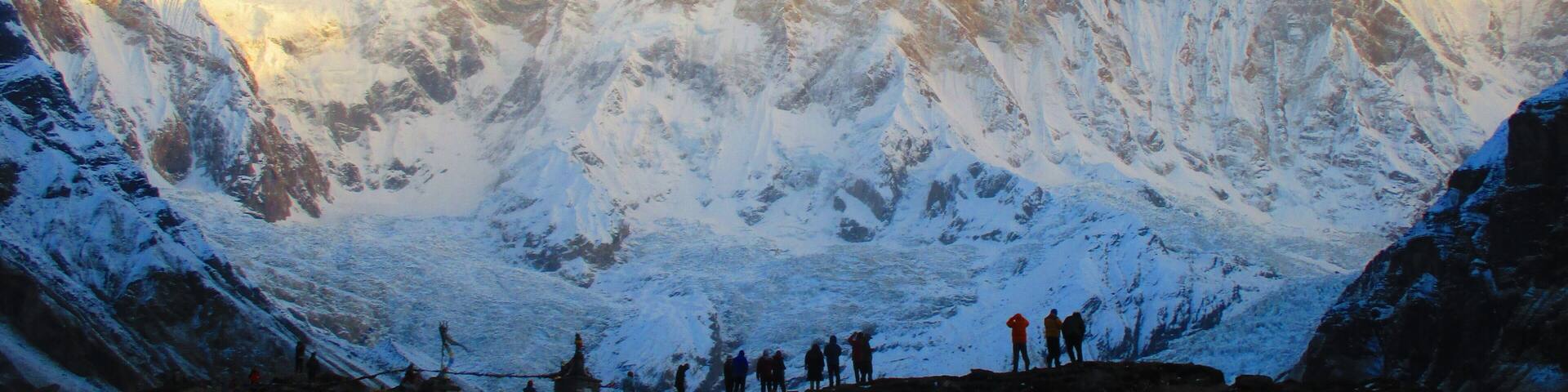 The sunrise on Annapurna Base Camp, a cool morning in May.