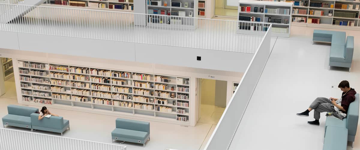 Public Library Stuttgart featuring interior views as well as an individual male